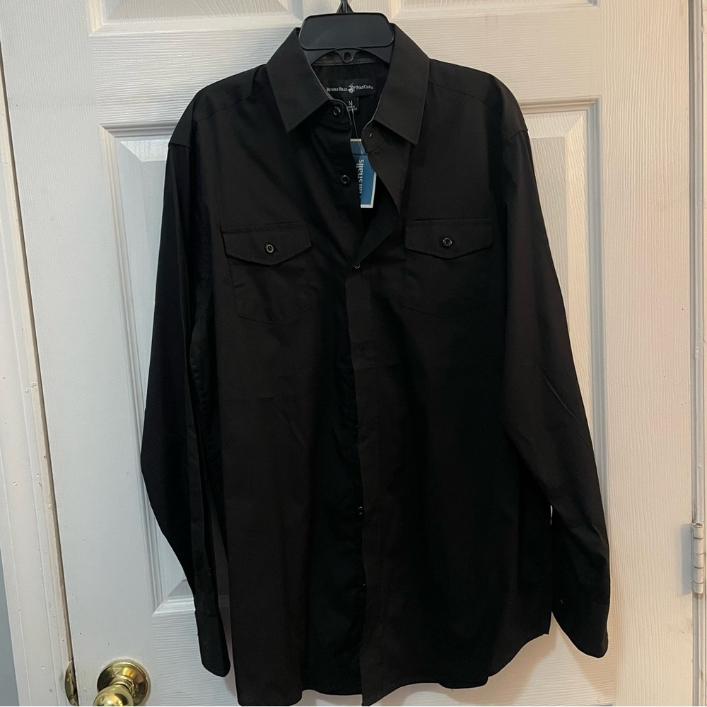 Beverly Hills Polo Club Black Button-Front Casual Shirt